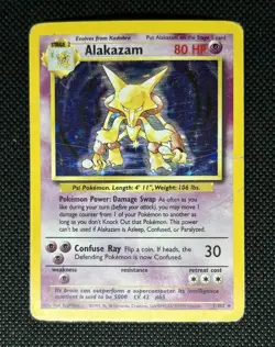 1999 Alakazam HP Holo Rare 1/102 Base Set Unlimited Pokemon Vintage WOTC - Image 1