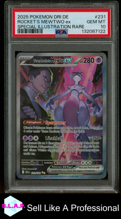 ROCKET'S MEWTWO EX SPEC ILL RARE POKEMON GER DRI DESTINED RIVALS 2025 231 PSA 10 - Image 1