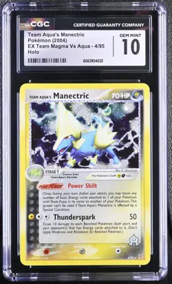 CGC 10 GEM MINT Team Aqua's Manectric EX Team Magma Vs Aqua 4/95 Holo Pokemon - Image 1