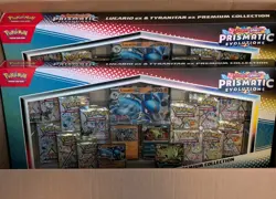 2x Pokemon TCG Prismatic Evolutions Lucario Ex + Tyranitar Ex Premium Collection - Image 1