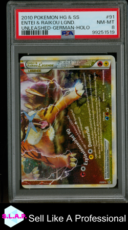 ENTEI & RAIKOU LGND. UNLEASHED-GER-HOLO POKEMON HEARTGLD & SOULSIL 2010 91 PSA 8 - Image 1
