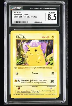 Pokemon Pikachu 58/102 - Base Set 1st Edition Shadowless - CGC 8.5 NM/MINT+ - Image 1