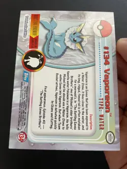Vaporeon Pokemon Topps 2000 Blue Logo Card - Image 4