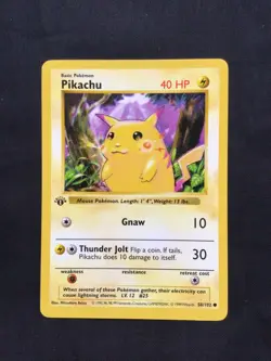 Pokemon Cards: Base Set 1st Edition Common: Red Cheek Pikachu 58/102 - Image 1