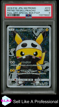PRETEND TEAM SKULL PIKACHU POKEMON 13 2016 SPECI4L BOX P.G.P HOLO JAPAN PSA 9 - Image 1