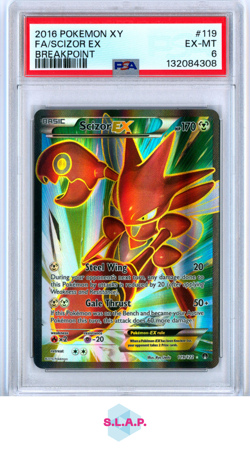 FA/SCIZOR EX BREAKPOINT POKEMON XY BREAKPOINT 2016 119 PSA 6 - Image 1
