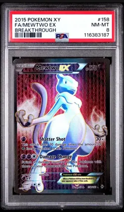 2015 POKEMON XY BREAKTHROUGH #158 FULL ART/MEWTWO EX PSA 8 - Image 1