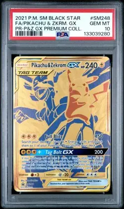 PIKACHU & ZEKROM GX SM248 POKEMON SUN & MOON BLACK STAR PROMO PSA 10 GEM MT - Image 1