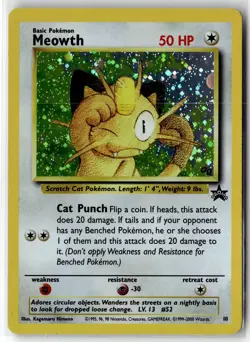 Meowth ⭐ 10 Promo Wizards Holo Black Star Promos 1999 Pokemon NM/LP - Image 1