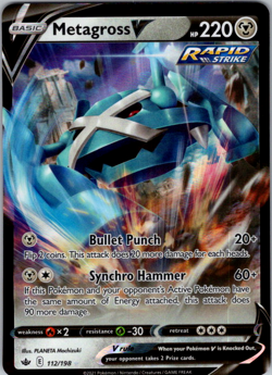 Metagross V 112/198 SWSH06: Chilling Reign Holo Pokemon TCG NM - Image 1