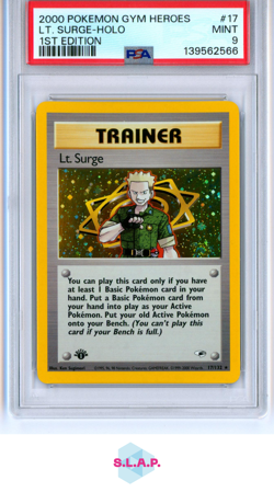 LT. SURGE-HOLO 1ST EDITION POKEMON GYM HEROES 2000 17 PSA 9 - Image 1