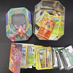 pokemon card bundle with tin case - Image 1