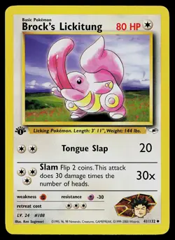 Pokemon Card - Brock's Lickitung Gym Heroes 41/132 Uncommon 1st Edition - Image 1