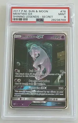 PSA 9 Mewtwo GX 78/73 Pokemon Sun Moon Shining Legends Secret Mewtube Mint - Image 1