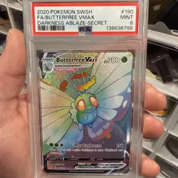 2020 Pokemon SWSH Full Art Butterfree VMAX 190/189 Secret PSA 9 Darkness Ablaze - Image 2
