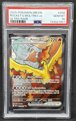 2025 Pokemon DRI EN - Rocket's Moltres ex - Ultra Rare - 208 - PSA 10 - Image 1