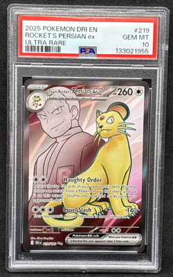 2025 Pokemon DRI EN - Rocket's Persian ex - Ultra Rare - 219 - PSA 10 - Image 1