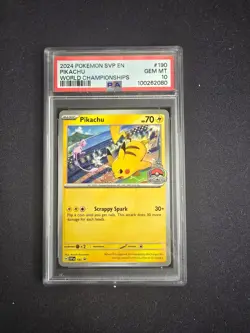 PSA 10 GEM 2024 Pokemon World Championship Promo Pikachu #190 Black Star PSA 10 - Image 1
