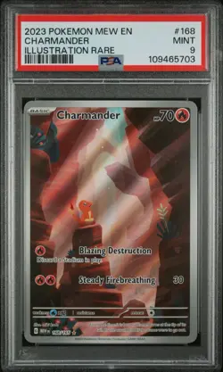 2023 POKEMON MEW EN-151 ILLUSTRATION RARE #168 CHARMANDER PSA 9 - Image 1