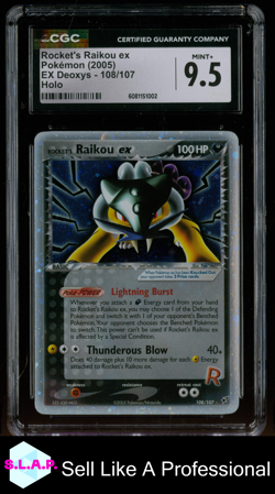 ROCKET'S RAIKOU EX EX DEOXYS HOLO 108/107 POKEMON CGC 9 - Image 1
