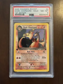 PSA 8 Team Rocket Dark Charizard 4/82 Holo Rare 1st Edition SWIRL NM-MT - Image 1
