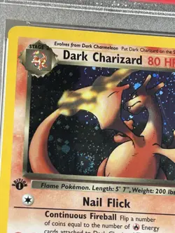 PSA 8 Team Rocket Dark Charizard 4/82 Holo Rare 1st Edition SWIRL NM-MT - Image 2