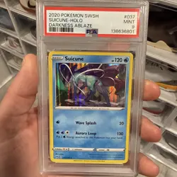 2020 Pokemon SWSH Suicune 037/189 Holo Darkness Ablaze PSA 9 Mint - Image 1