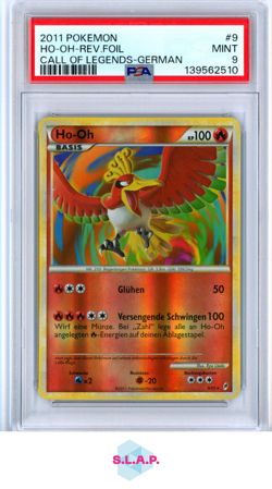 HO-OH-REV.FOIL GERMAN POKEMON CALL OF LEGENDS 2011 9 PSA 9 - Image 1