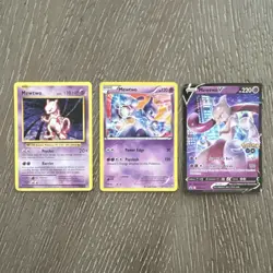 Pokemon Mewtwo Card Lot - Mewtwo, Mewtwo V, Regular, Holo, 3 Cards - Image 1