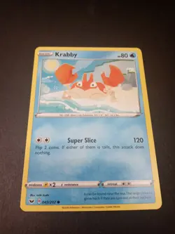 Pokemon Sword & Shield Krabby Common Card 043/202 NM - Image 1