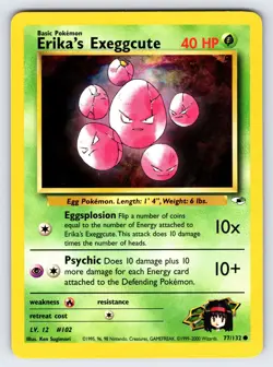 Erika's Exeggcute 77/132 Gym Heroes Pokemon Card Vintage WOTC Common - Nm/Vlp - Image 1