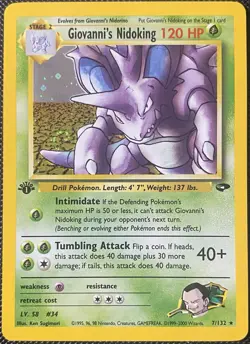 Giovanni's Nidoking 7/132 Gym Challenge Holo 1st Edition *Swirl* Pokemon Card - Image 1