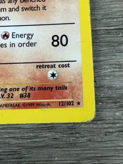 | Ninetales | 12/102 (HP) Base Set Unlimited Holo Rare Pokemon Card WOTC - Image 2