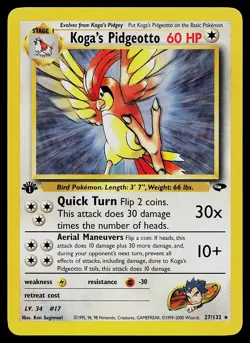 Pokemon Card - Koga's Pidgeotto Gym Challenge 27/132 Rare 1st Edition - Image 1