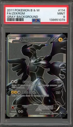 Pokemon Zekrom Black & White Grey Background Full Art #114 PSA 9 Mint - Image 1