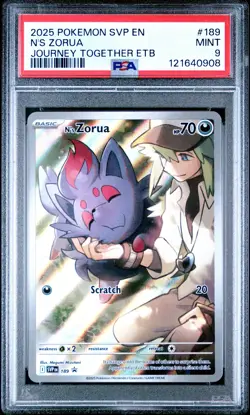 2025 POKEMON SVP EN-SV BLACK STAR PROMO #189 N'S ZORUA PSA 9 - Image 1