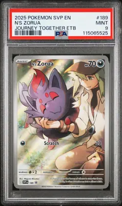 2025 POKEMON SVP EN-SV BLACK STAR PROMO #189 N'S ZORUA PSA 9 - Image 1