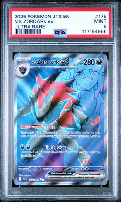 2025 POKEMON JTG EN-JOURNEY TOGETHER ULTRA RARE #175 N'S ZOROARK EX PSA 9 - Image 1