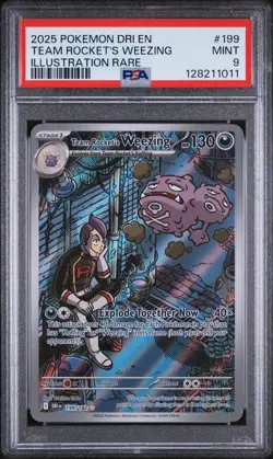 2025 POKEMON DRI EN-DESTINED RIVALS #199 TEAM ROCKET'S WEEZING PSA 9 - Image 1