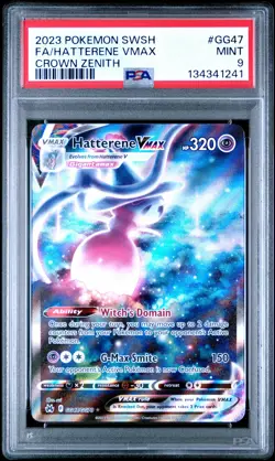 2023 POKEMON SWORD & SHIELD CROWN ZENITH #GG47 FULL ART/HATTERENE VMAX PSA 9 - Image 1
