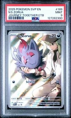 2025 POKEMON SVP EN-SV BLACK STAR PROMO #189 N'S ZORUA PSA 9 - Image 1