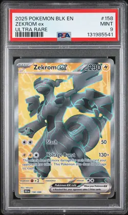 2025 POKEMON BLK EN-BLACK BOLT ULTRA RARE #158 ZEKROM EX PSA 9 - Image 1