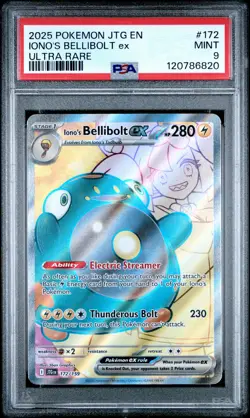 2025 POKEMON JTG EN-JOURNEY TOGETHER ULTRA RARE #172 IONO'S BELLIBOLT EX PSA 9 - Image 1