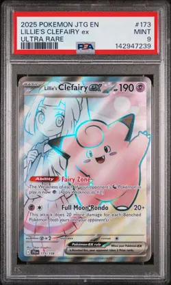 2025 POKEMON JTG EN-JOURNEY TOGETHER ULTRA RARE #173 LILLIE'S CLEFAIRY EX PSA 9 - Image 1