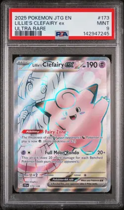 2025 POKEMON JTG EN-JOURNEY TOGETHER ULTRA RARE #173 LILLIE'S CLEFAIRY EX PSA 9 - Image 1