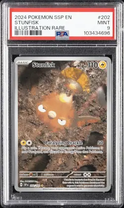 2024 POKEMON SSP EN-SURGING SPARKS ILLUSTRATION RARE #202 STUNFISK PSA 9 - Image 1