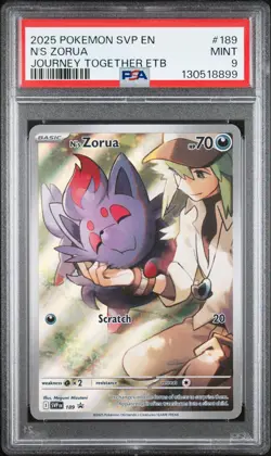 2025 POKEMON SVP EN-SV BLACK STAR PROMO #189 N'S ZORUA PSA 9 - Image 1