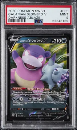 2020 POKEMON SWORD & SHIELD DARKNESS ABLAZE #099 GALARIAN SLOWBRO V PSA 9 - Image 1