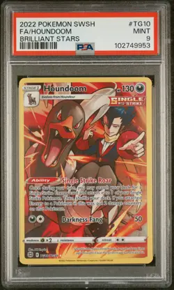 2022 POKEMON SWORD & SHIELD BRILLIANT STARS #TG10 FULL ART/HOUNDOOM PSA 9 - Image 1