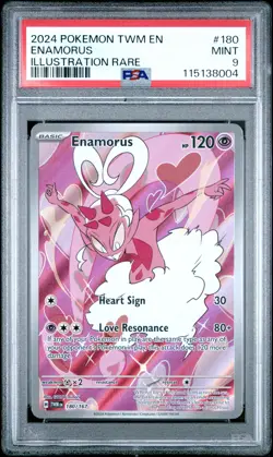 2024 POKEMON TWM EN-TWILIGHT MASQUERADE ILLUSTRATION RARE #180 ENAMORUS PSA 9 - Image 1